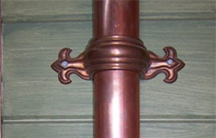 Copper Plated Cast Brass Fleur de Lis Downspout Bracket