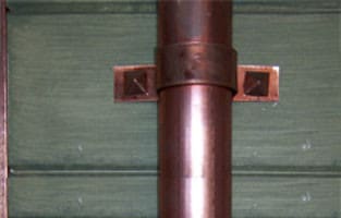 Small Copper Diamond on Standard Downspout Strap