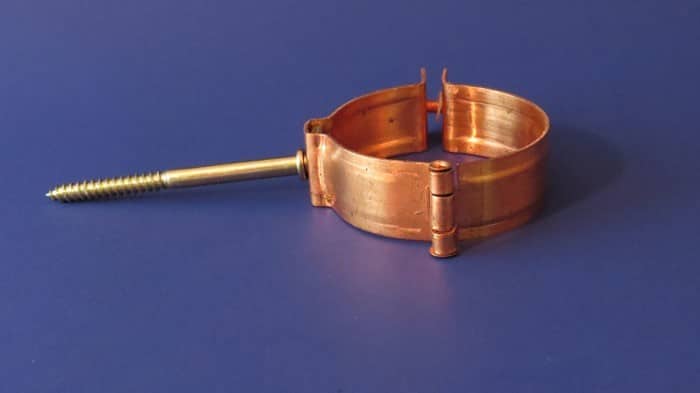 copper hinged downspout bracket with screw