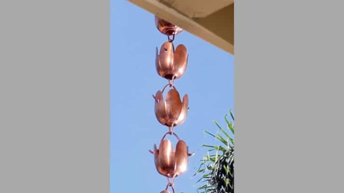 Copper Sun Drop Cup Rain Chain