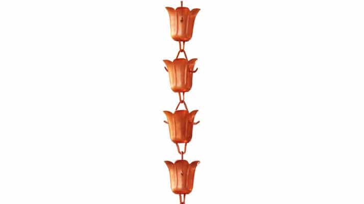 Copper Tulip Cup Rain Chain