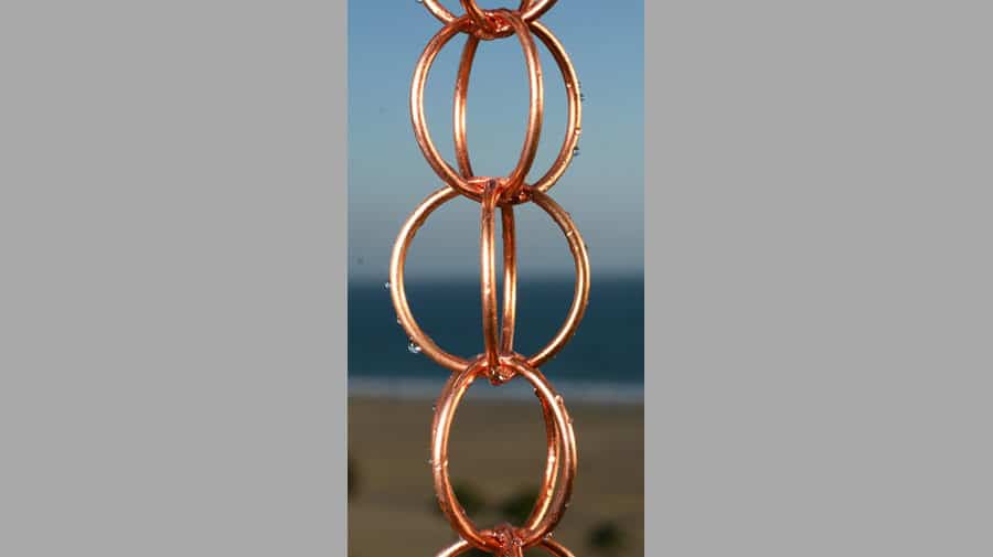 Copper Double Link Ring Rain Chain