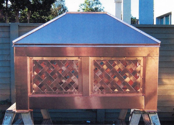 Custom Copper Basket Weave Chimney Shroud