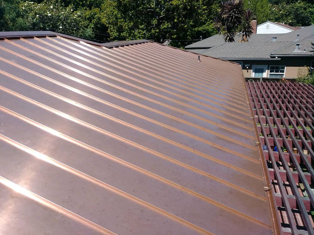 shiny copper standing seam roof