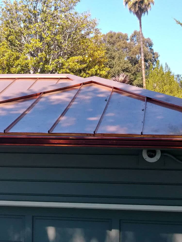 copper standing seam roof side view