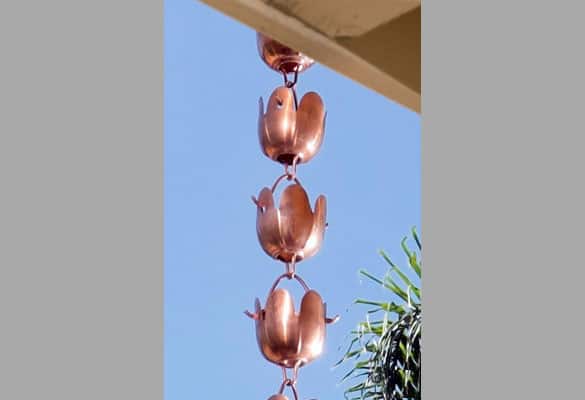 copper rain chains for roofing systems