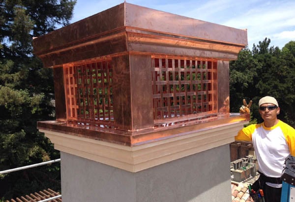 custom fabricated copper chimney shroud and installation specialist