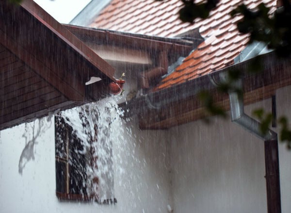 heavy rain on gutters in kaneohe oahu hawaii