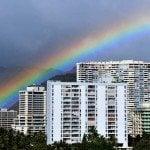 rainbow over honolulu hawaii