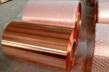 rolls of copper coil used for flashing and roofing