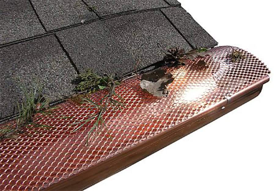 copper half round gutter with HR gutter guard