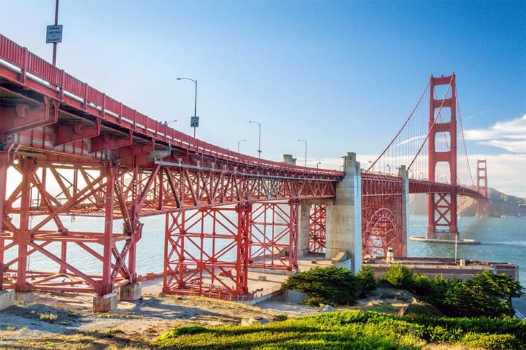 golden gate bridge daytime sunny san francisco looking north to marin county