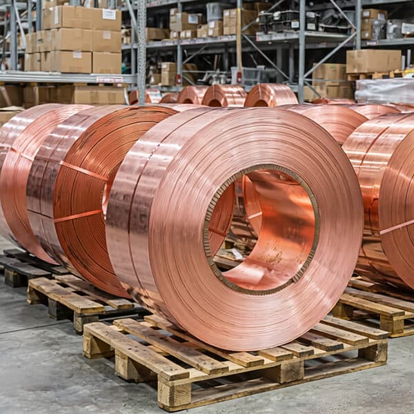 Copper Gutters, Downspouts, Roofing Supplies & Materials 7 copper coil on pallets